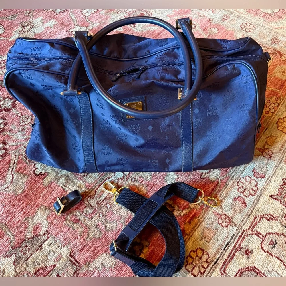 NWOT MCM Monogram Travel Bag, Blue